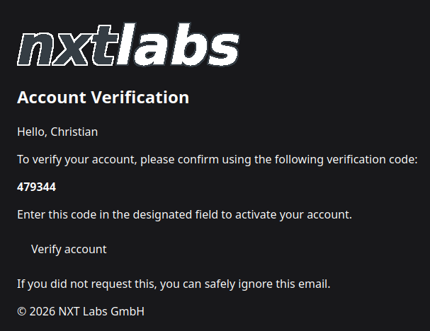 Email for Verification